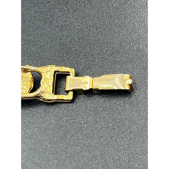 Goldette N.Y. Vintage Moonstone Glass Cabochon Gold Tone Linked Bracelet 7.5” - Picture 6 of 11